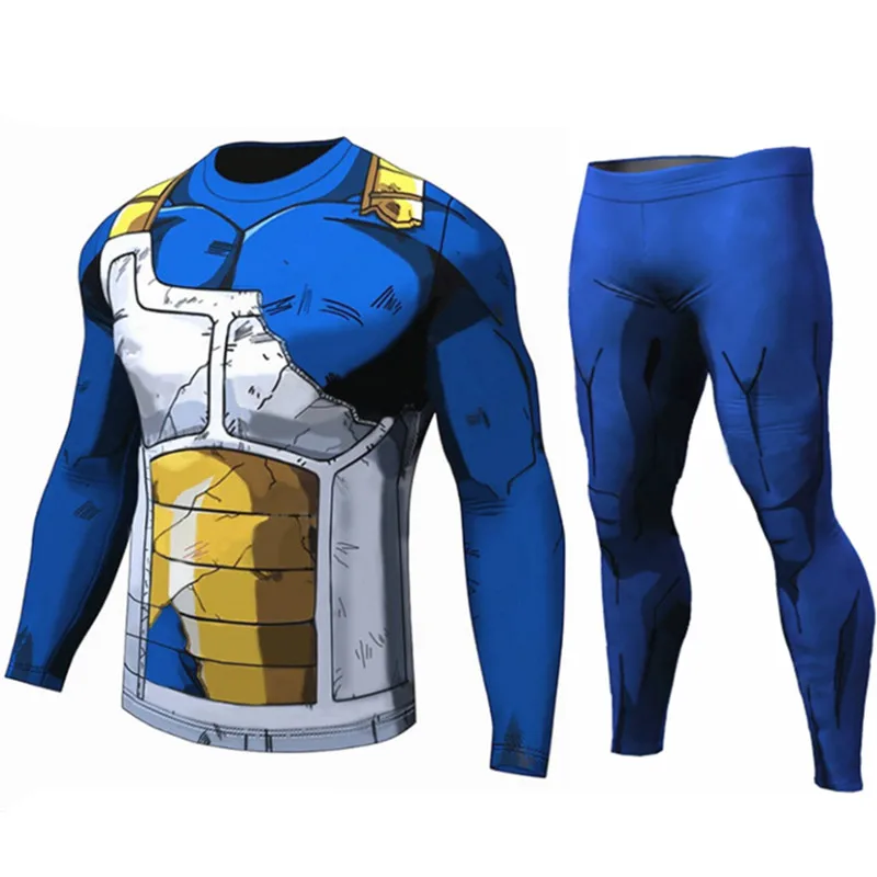 Men T Shirt Homme Compression Costume Vegeta Tshirt Son Goku Short Sleeve T-shirts Fitness Leggings Shorts Sportwear