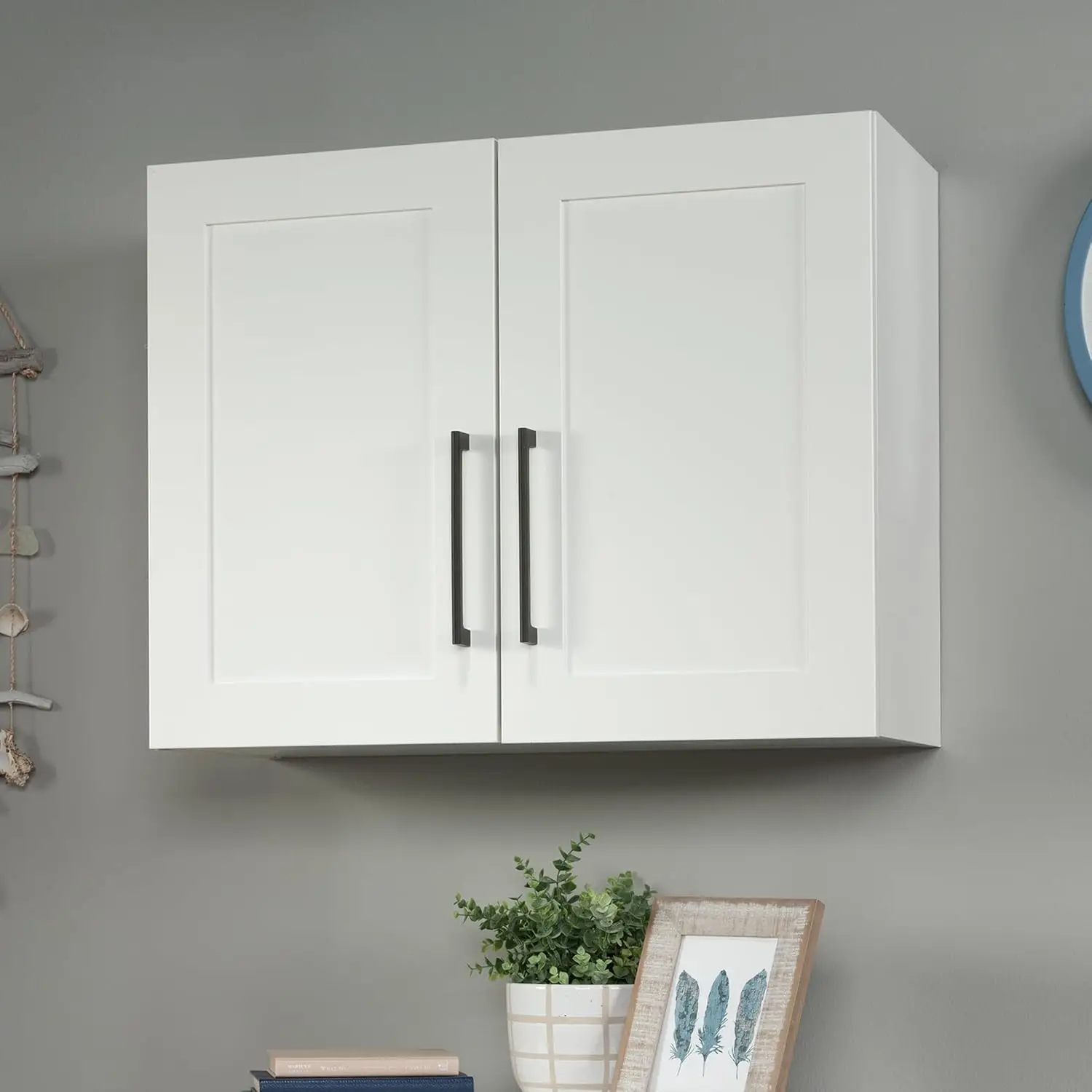 

Wall Mounted Cabinet with Adjustable Shelf, White Finish for Small Spaces
