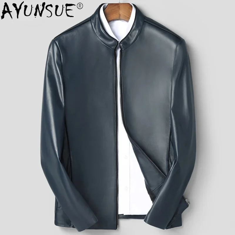 

AYUNSUE 100% Genuine Leather Jackets Male Autumn Spring Fashion Stand-up Collar Sheepskin Coat Men 2021 Jaqueta Masculina Gmm419