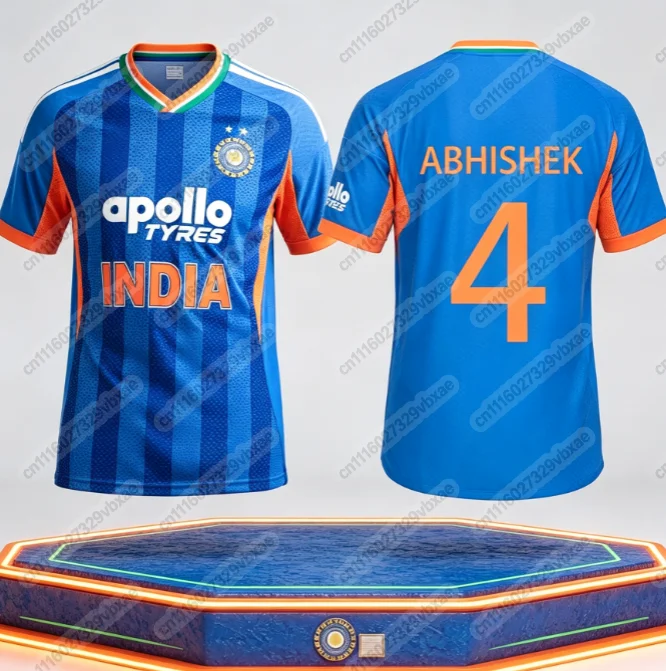 Indian Cricket Team Jersey 2026 Quick Drying Breathable Short Sleeved Sports Training Suit for Fans FamilyMatching
