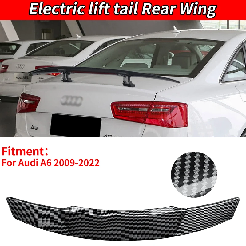 For Audi A6 2005-2022 2017 Car Accessories Lift Rear Spoiler Wing Trunk Tail Remote Control Modification Carbon Fiber Look