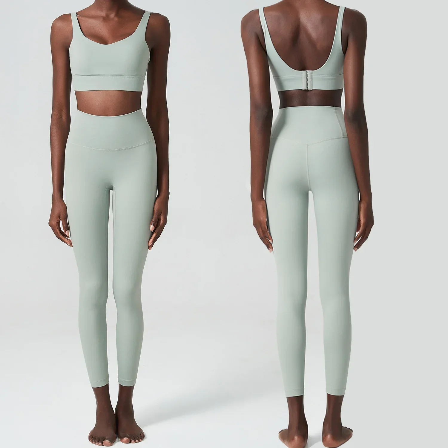 

Комплект для фитнеса и йоги, комплект из 2 предметов, женский однотонный мягкий спортивный костюм, дышащая спортивная одежда для бега, женская одежда 072