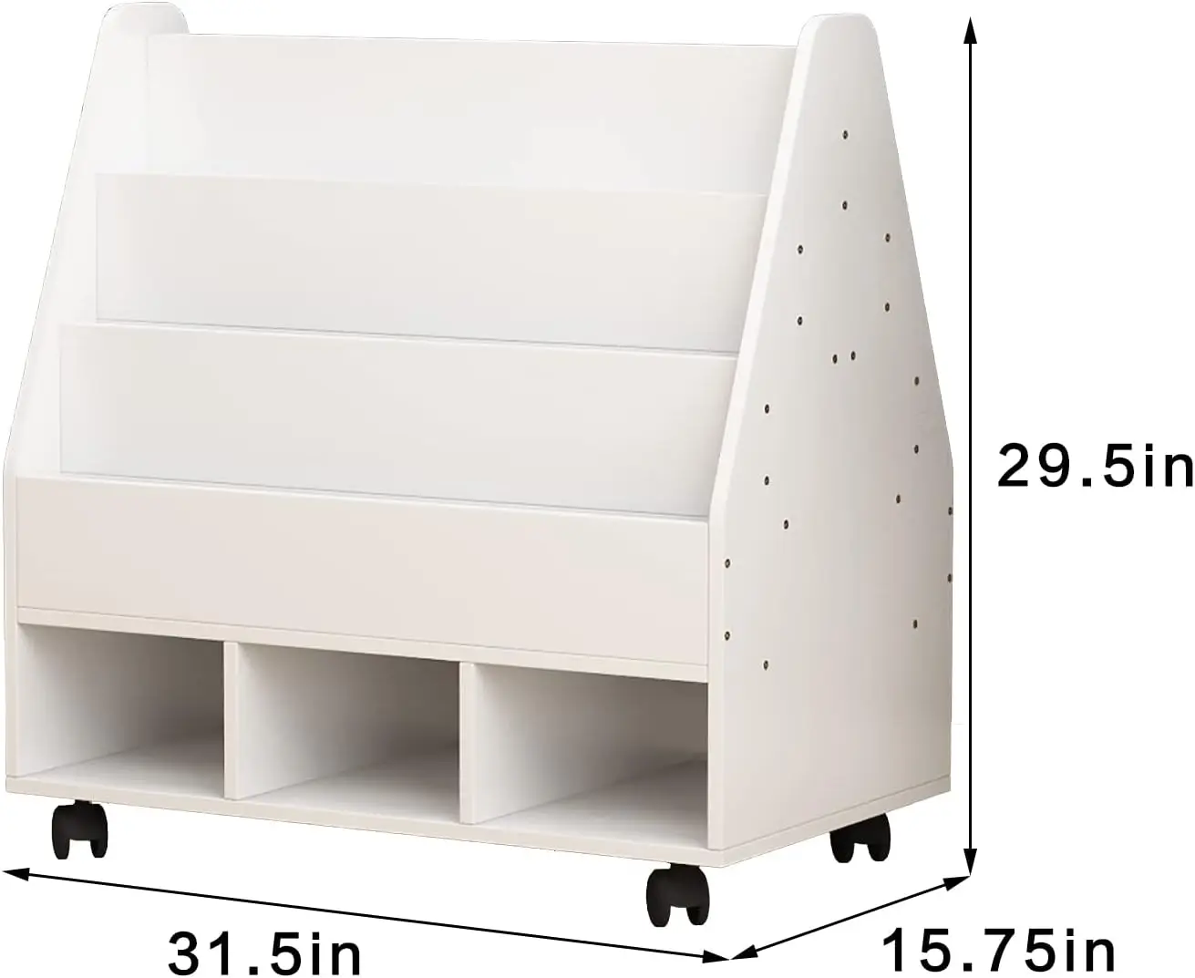 3 Shelf Double Sided Mobile Bookshelf, Sling Bookcase With 3 Storage Cube Units, Classroom Bookshelf Display, Magazine Rack