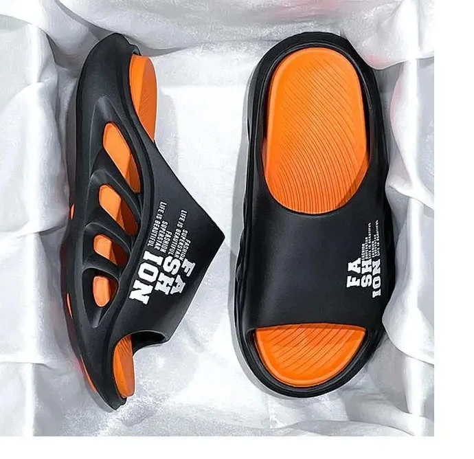 

Wholesale EVA Soft Sole Male Slides Hot Sale Men's Slippers Breathable Hollow Beach Sandals Light Comfortable Indoor Flip Flop