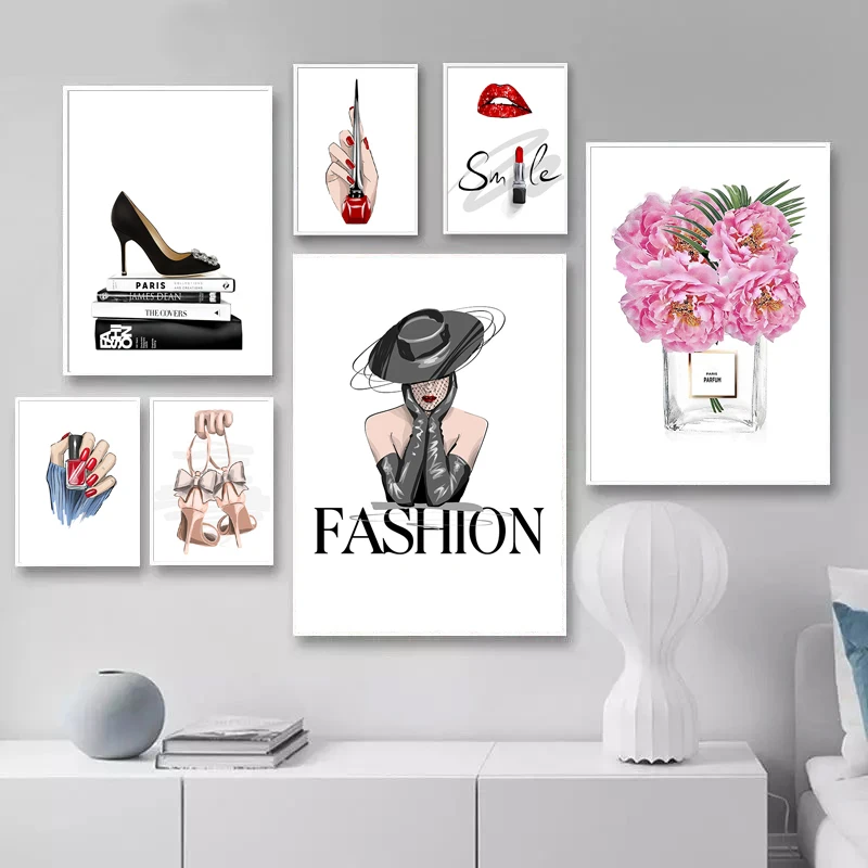 

Fashion Trendy Beauty Nail Salon Perfume Women Poster Modern Decorative Paintings Canvas Wall Art Pictures Girl Bedroom Decor