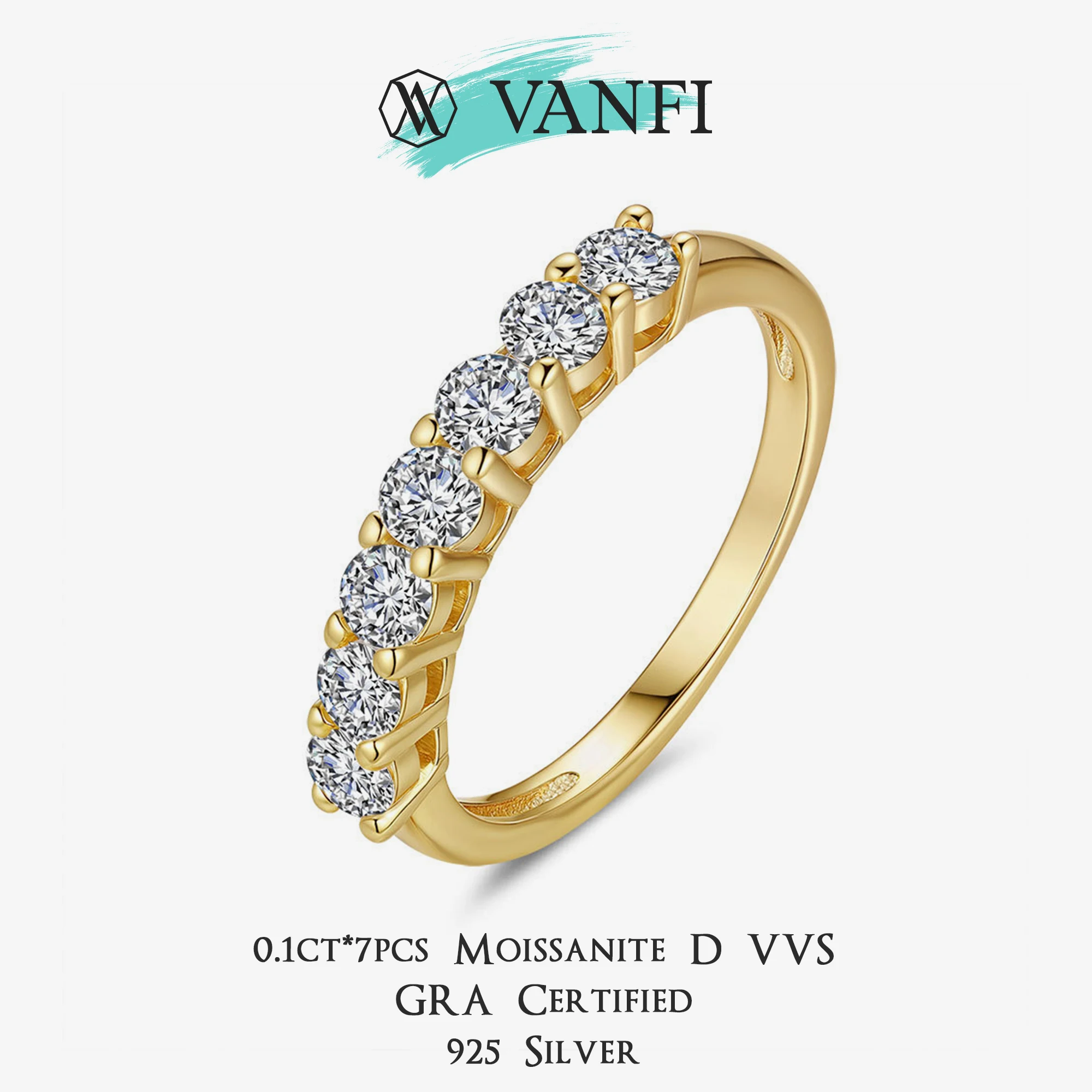 

Kfvanfi Moissanite Ring For Women 925 Premium Quality Certified Sterling Silver Plated with 18K Gold Party Engagement Jewelry