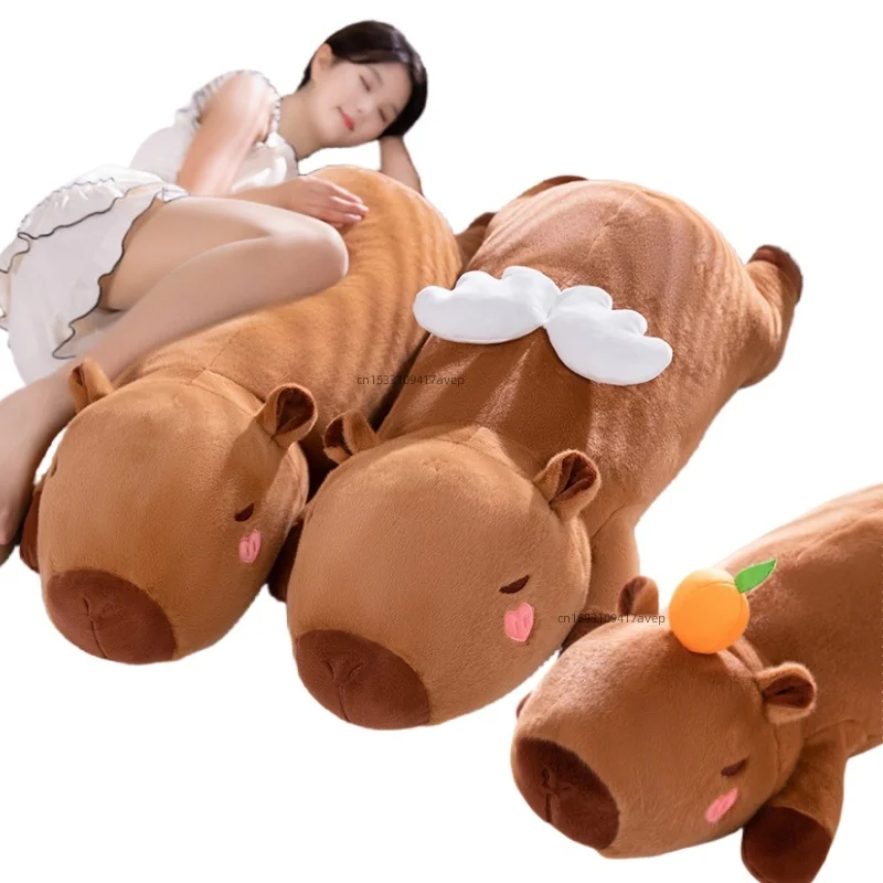 Tamaño gigante, capibara grande, juguete de peluche, alas de Ángel rellenas, corazón, mejilla, decoración naranja, capibara, siesta, almohada para