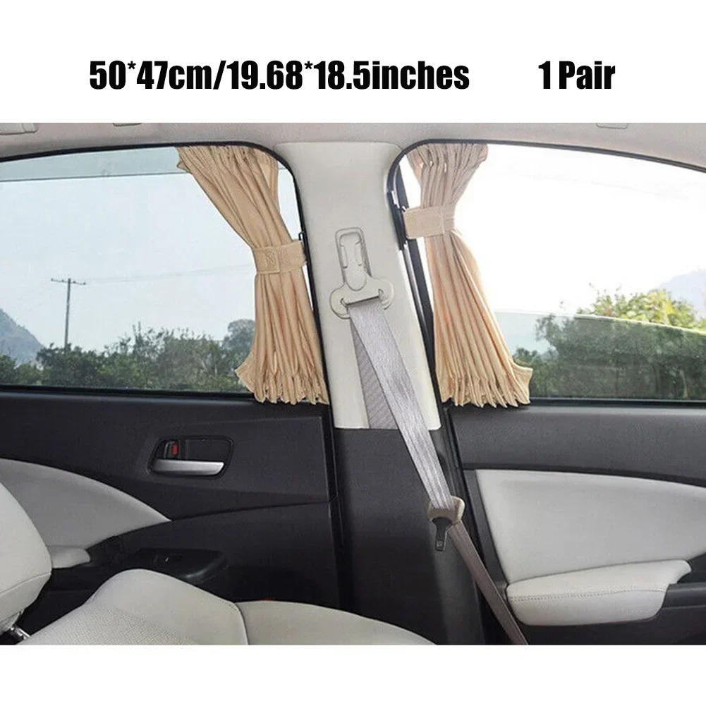 2Pcs Luxury Beige VIP Car Van S Curtains  Sunshade Visor UV Sunscreen Curtains Kit Privacy Curtain Replacement Parts 50x47cm