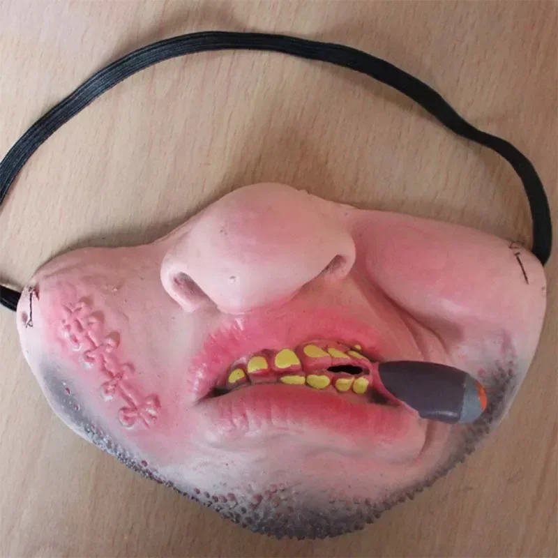 Máscaras de media cara de látex divertidas para hombres y mujeres, accesorios de Cosplay de fiesta de Halloween marrón, máscaras elásticas suaves y