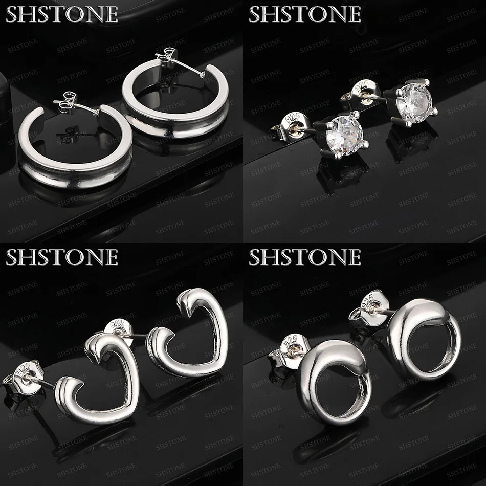 

Classic Zircon 925 Sterling Silver Heart Stud Earrings Women Men Engagement Wedding Party Fashion Charm Jewelry Gift Accessories
