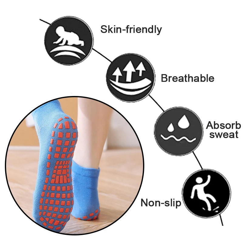 3 Pairs Men\'s Non-slip Silicone Floor Socks Casual Cotton Mesh Breathable Cozy Yoga Trampoline Foot Massage Ballet Dance Unisex