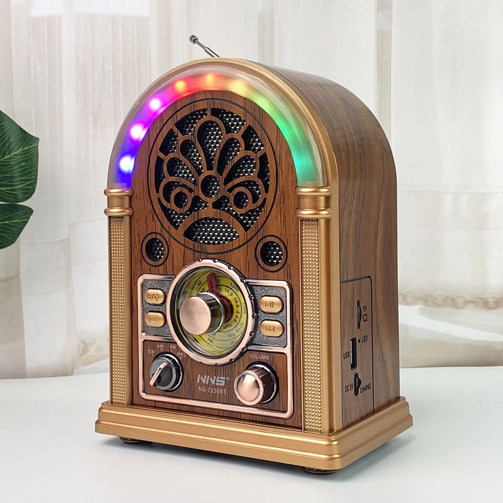 

NS-7230BT Home Retro Disco Lamp Bluetooth Speakers Portable Fm Am Sw 3-band Radio Multifunctional USB TF Card Mp3 Music Player