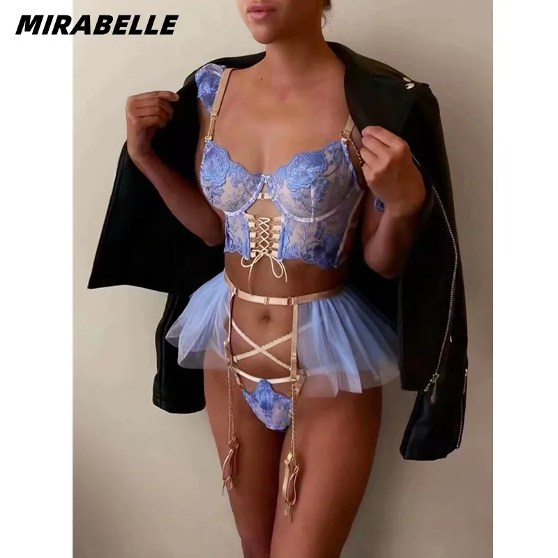 MIRABELLE Fine Lingerie for Ladies Luxury Sexy Bras Sheer New in Women\'s Sleepwear Porn Body Outfit Lace Garter Fancy Intimate