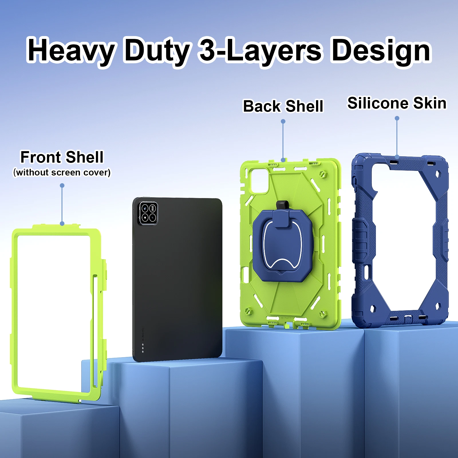 Protective Shell For Xiaomi Pad 7 7Pro 11.2 inch 360 Rotating Stand Cover With Handle Grip Shoulder Strap Heavy Duty Armor Case