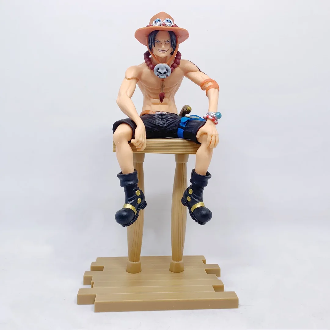 Anime One Piece Portgas D Ace Sitting Postion PVC Action Figure Manga Statue Collection Model Kids Toys Doll Gifts 19cm