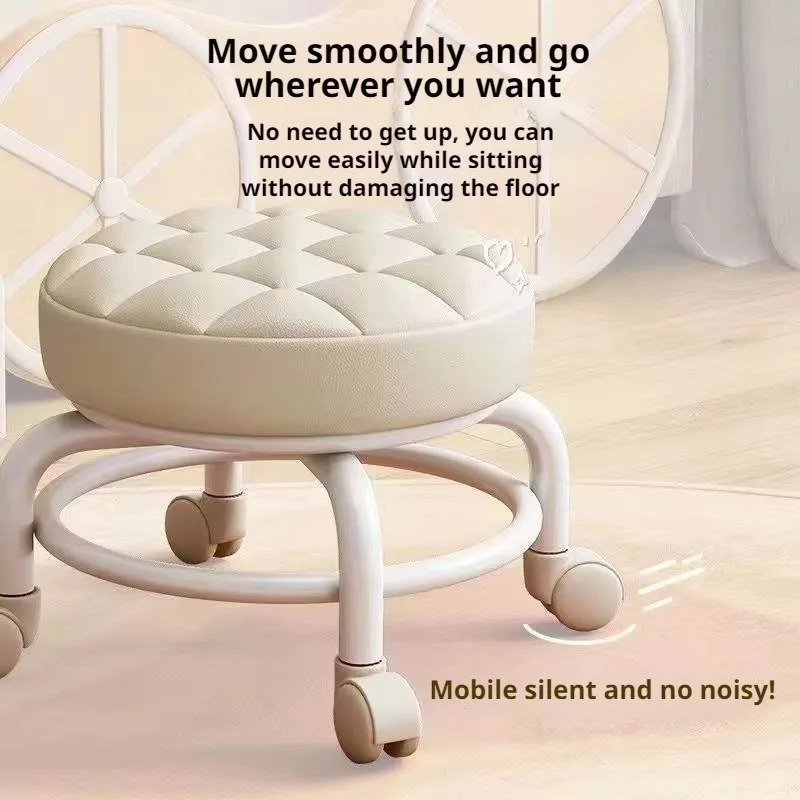

Household small stool with wheels low stool toddler universal wheel living room small chair bench