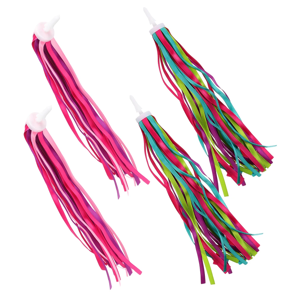 

2 Pairs Bicycle Streamers Ribbon H Bar Kids Bike Accessories Girls Boys Decoration Tassels Colorful Durable Polyester Scooter