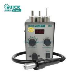 Rework Stations QUICK 957DW+ Hot Air Heat Gun Solder Station 400W LED Display Adjustablewith Welding Station Helical Wind 220V