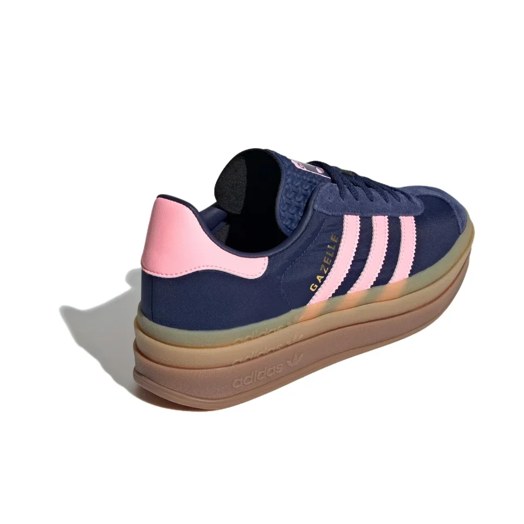 Adidas GAZELLE BOLD Comfortable Versatile Fashion Low Top Board Shoes Women's Casual Shoes Blue and Pink Color Matching