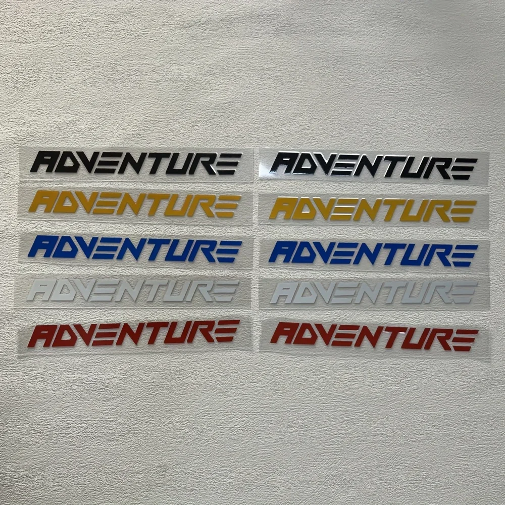 

Яркие наклейки с надписями «ADVENTURE» разных цветов — идеально подходят для настройки топливных баков мотоцикла и поверхностей шлема
