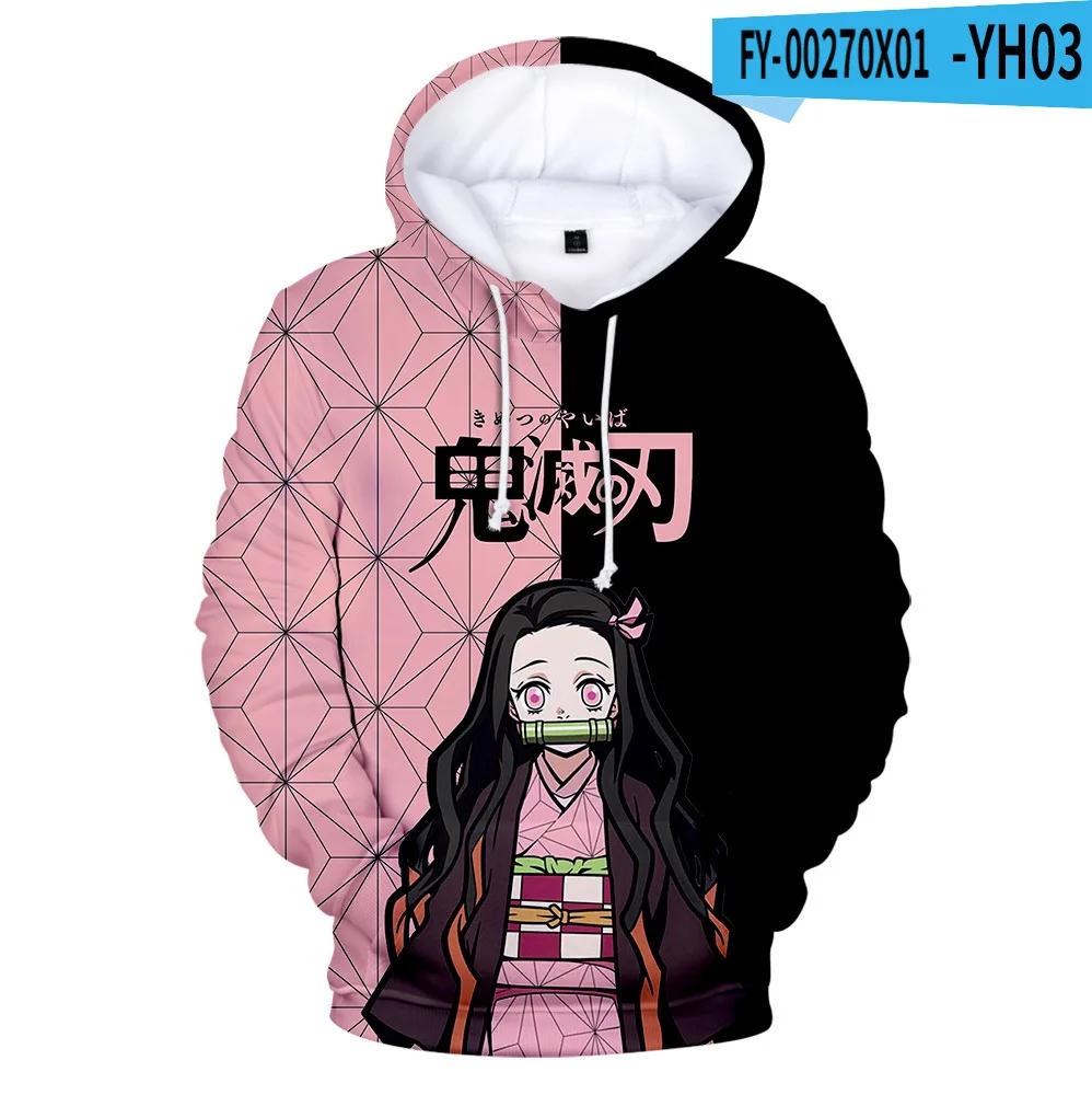 Bandai New Anime Demon Slayer Character Suit 3D Color Printing Trendy And Fashionable Fleece Hooded Sweatshirt For Men Women