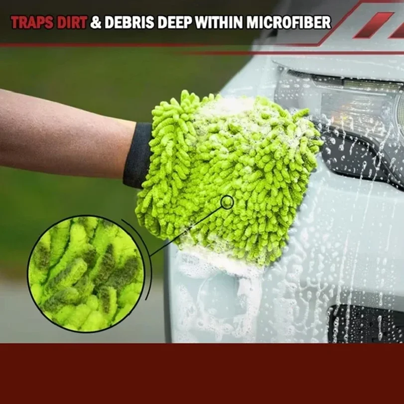 Car Cleaning Microfiber 2-piece Set - Scratch Free and Lint Free High-quality Lint Microfiber Car Wash Gloves Green 2026