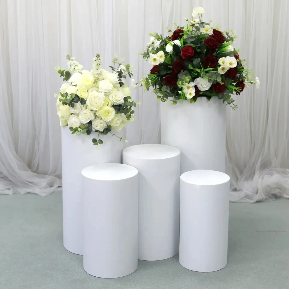 White acrylic Pedestal Stand For Wedding Party Decoration Round Plinth Cylinder Pedestal Wedding Cake Flower 2778