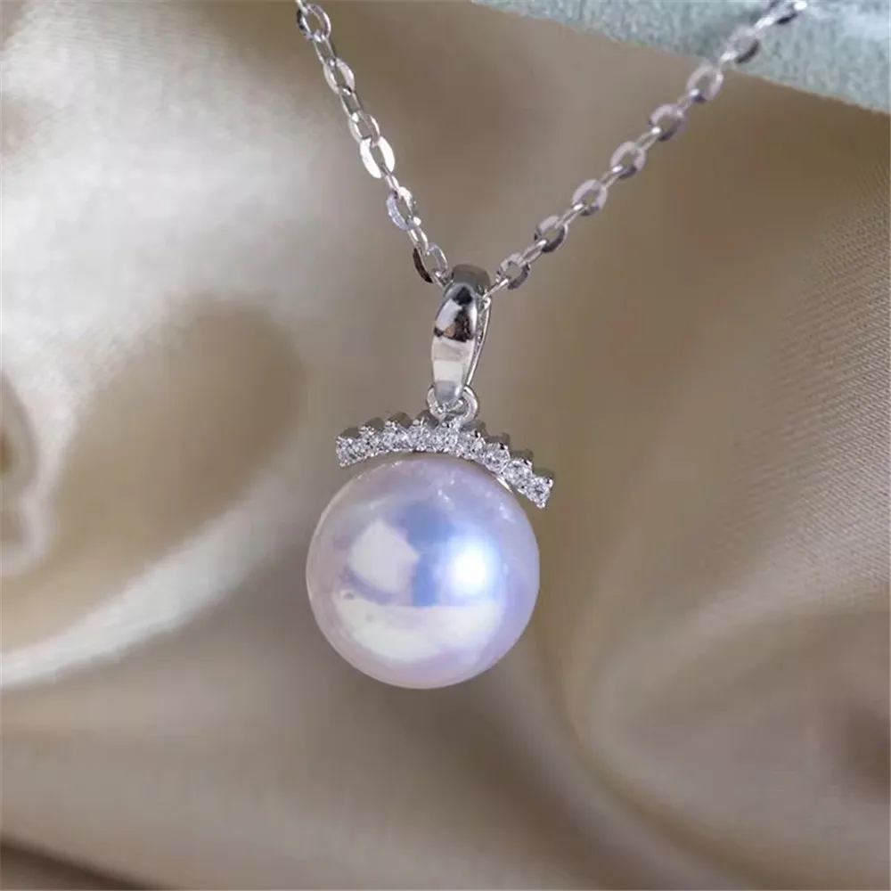 

S925 Sterling Silver Pearl Pendant Setting, DIY Empty Bezel Cup Jewelry Supplies for Craft Making, Hollow Prong Pendant Findings