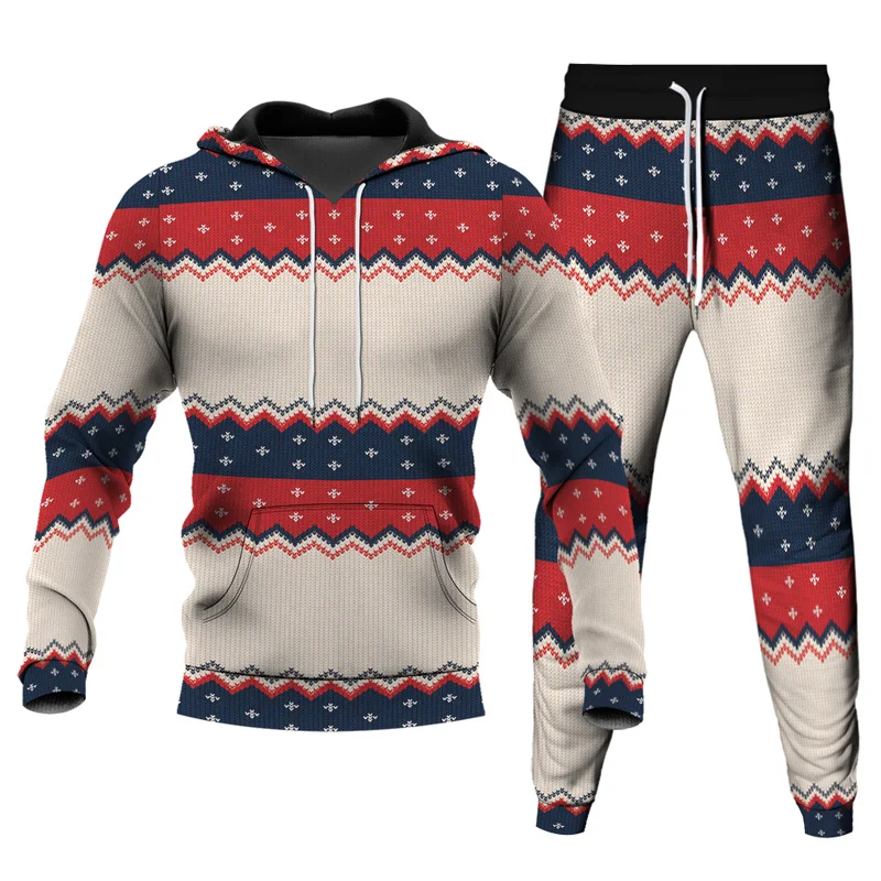 Christmas Deer 3D Print Men Women Streetwear Casual Pullover Loose Jogging Tracksuit Sweatshirts+Long Pants 2Pcs Sets Size S-6XL