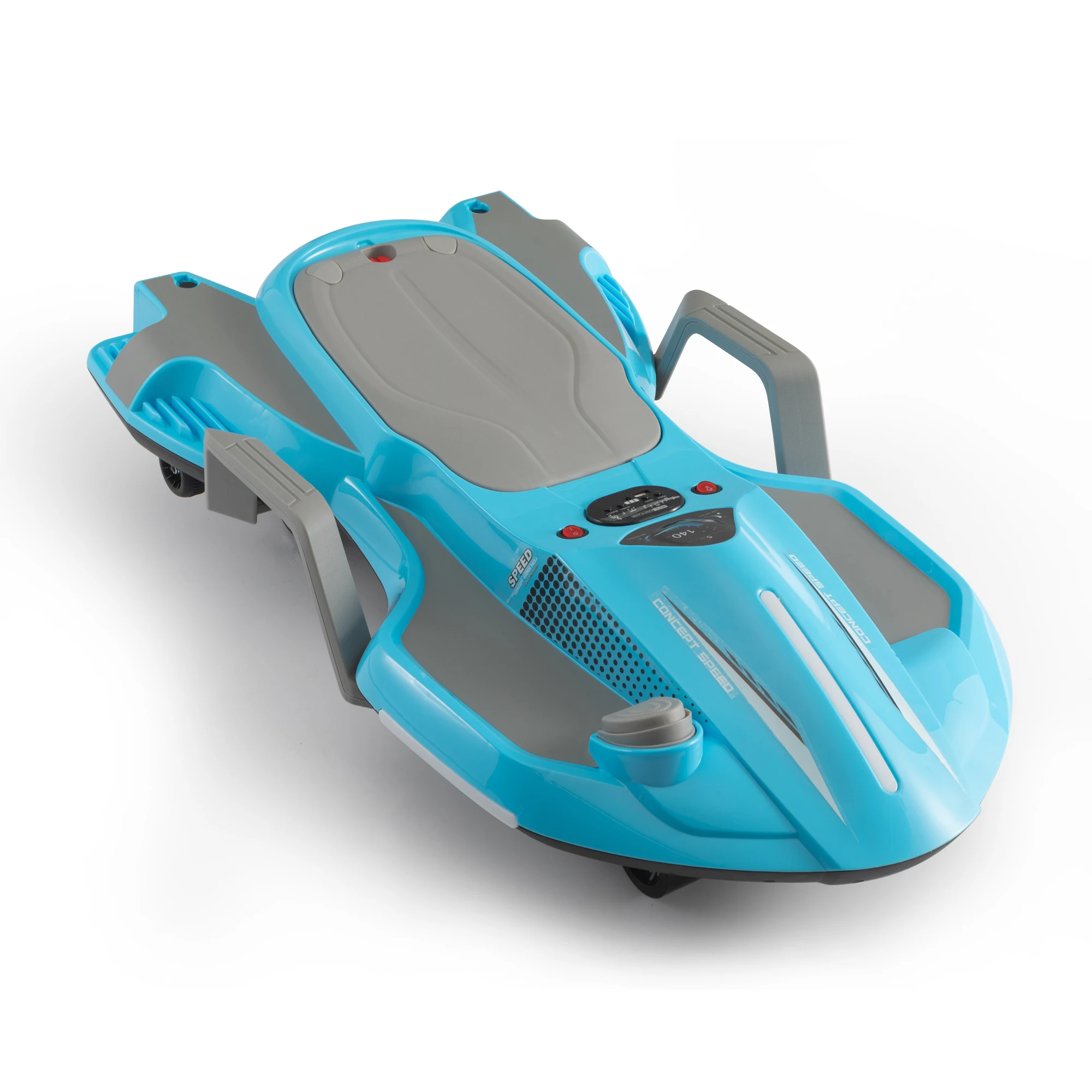 Auto da corsa elettrica per bambini con musica e luci, ruote antirollio, velocità 1.24-3.73 mph, età 6 +