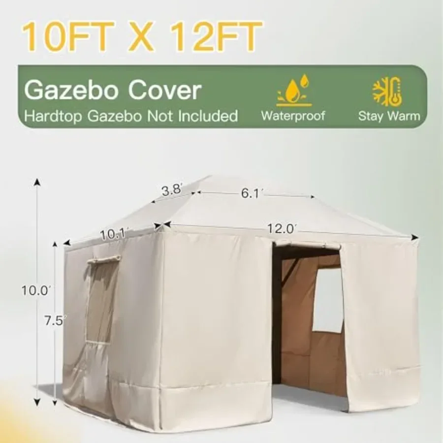Winter Gazebo Cover for Hardtop Gazebo with Mesh Sns and Doors and Windows Accories for All Seasons