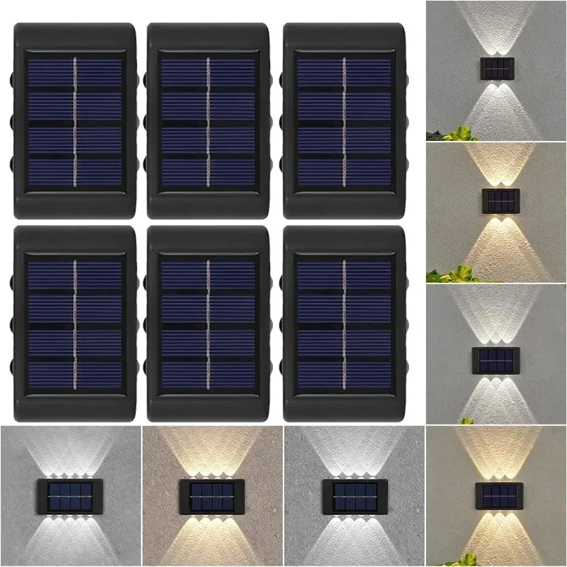 

4/6/8LED Solar Ambient Wall Lamp Outdoor Waterproof Solar Powered Light UP and Down Illuminate Home Garden Porch Yard Decoration