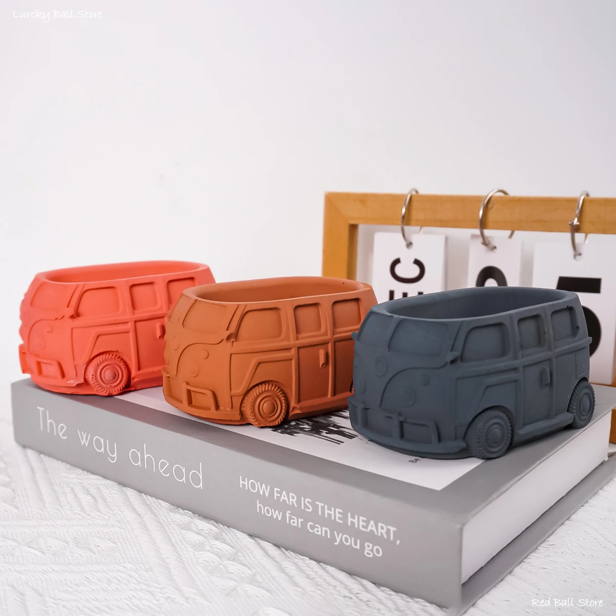 3D Van Bus Flower Pot Silicone Mold  DIY Vintage Car Crafts Resin Planter Cement Storage Box Gypsum Candle Jar Mould Home Decor