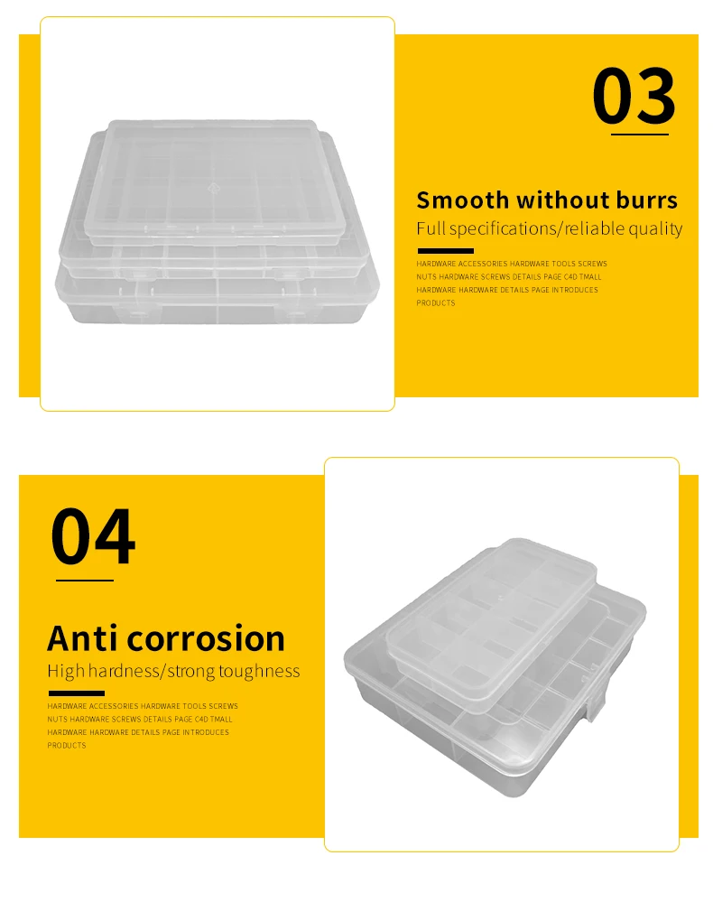 2-24 Grids Schraube Box Container Organizer Kunststoff Transparent Fach Einstellbare Lagerung Box Für Schmuck Taste Hardware-Tool – Detail 7