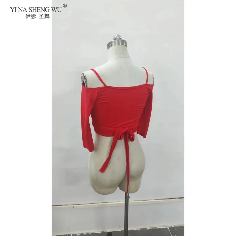 Traje de danza del vientre Oriental para mujer, Top Modal con cordones, ropa de práctica, uniforme de clase de baile ajustado para bailarines femeninas