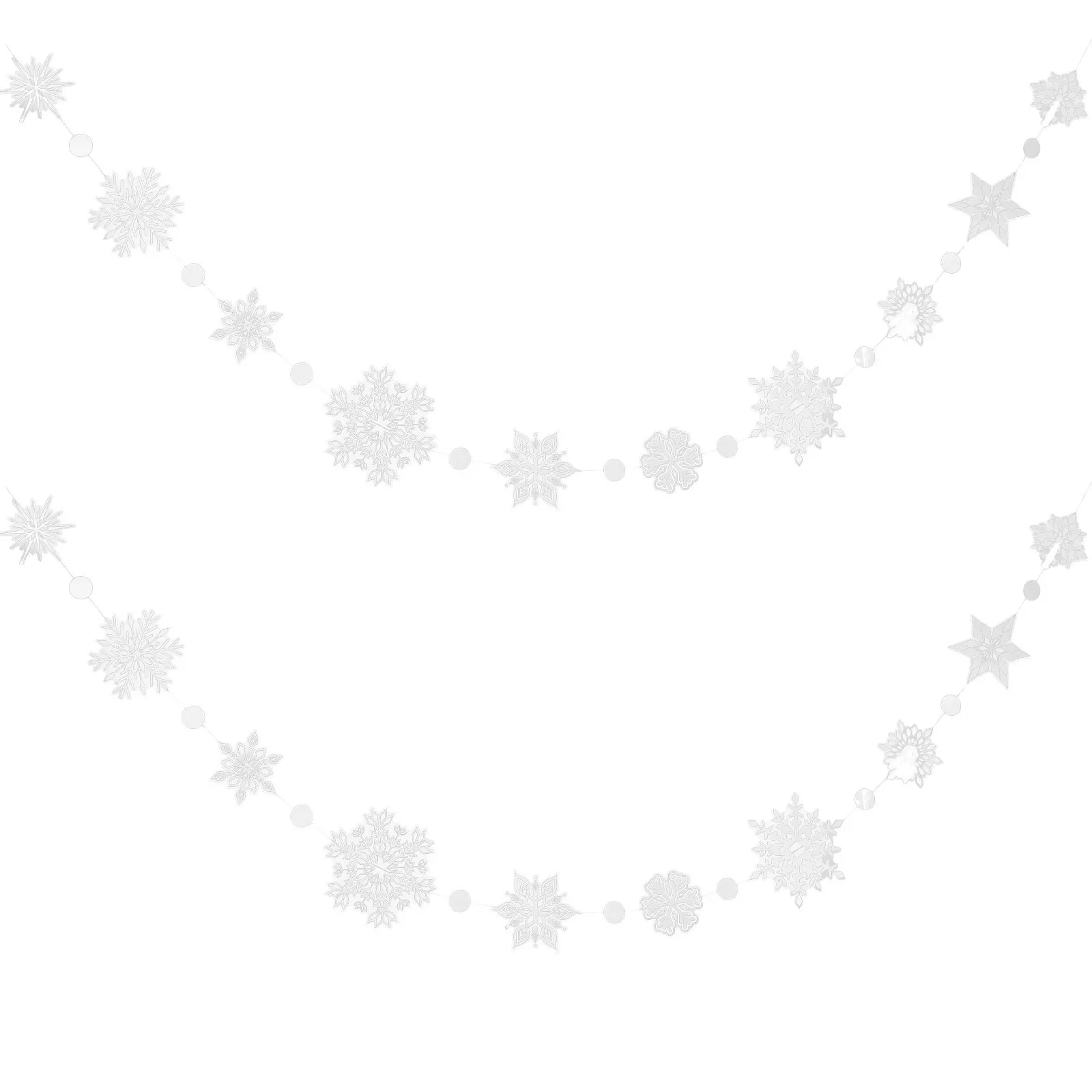 

2Pcs Snowflake String Flags Premium Hanging Garlands Snowflake Decorations for Christmas Party Wedding Birthday Waterproof