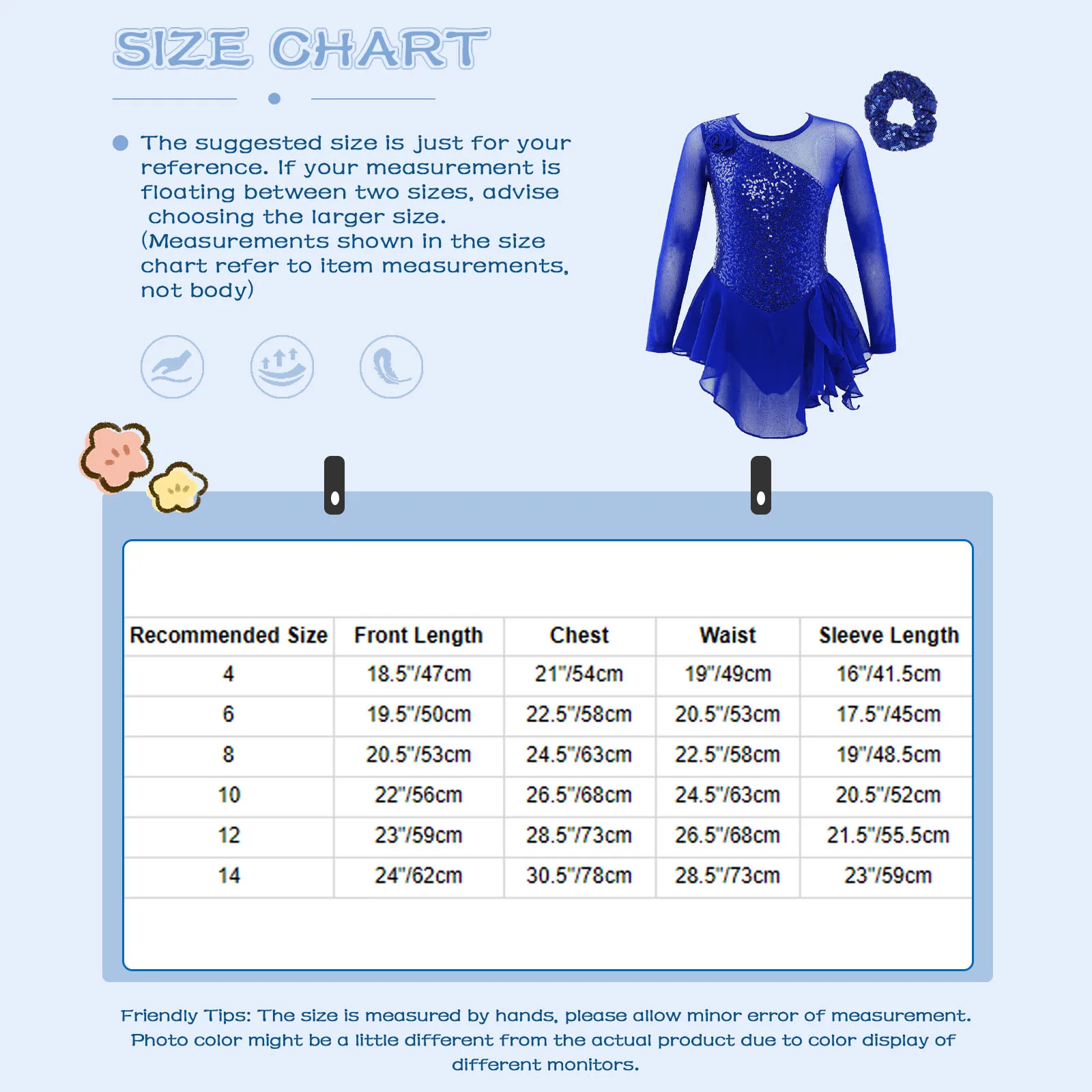 Kids Girls Ballet Dance Leotard Dress Long Sleeve Shiny Sequins Flower Decor Hollow Back Gymnastics Figure Ice Skating Dresses