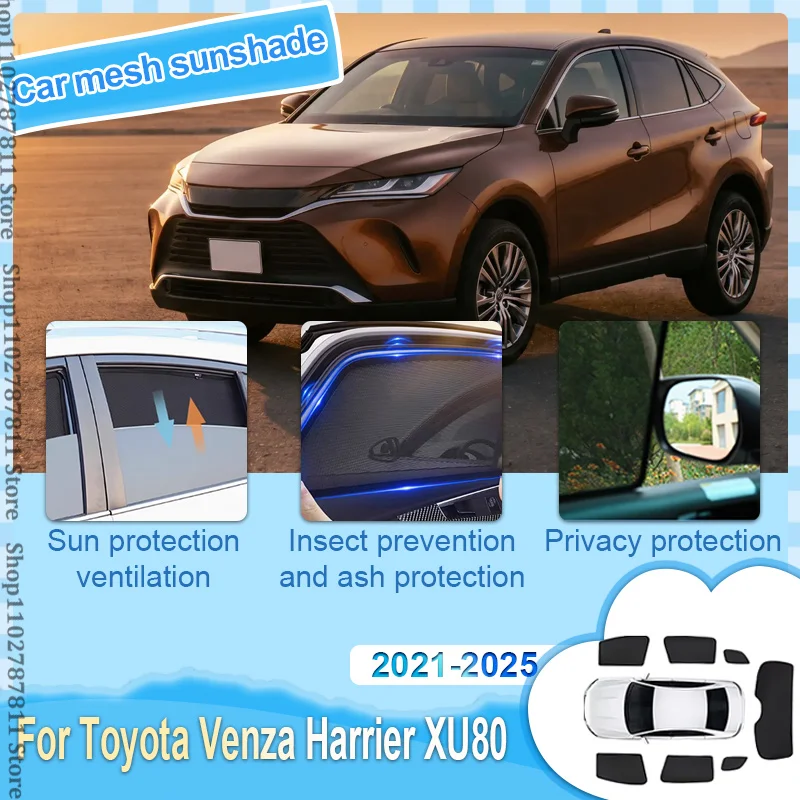 

For Toyota Venza Harrier XU80 2021-2025 Car Mesh Shades Window Sunshades Sunscreen Auto Accessories Sun Visor Privacy Curtain