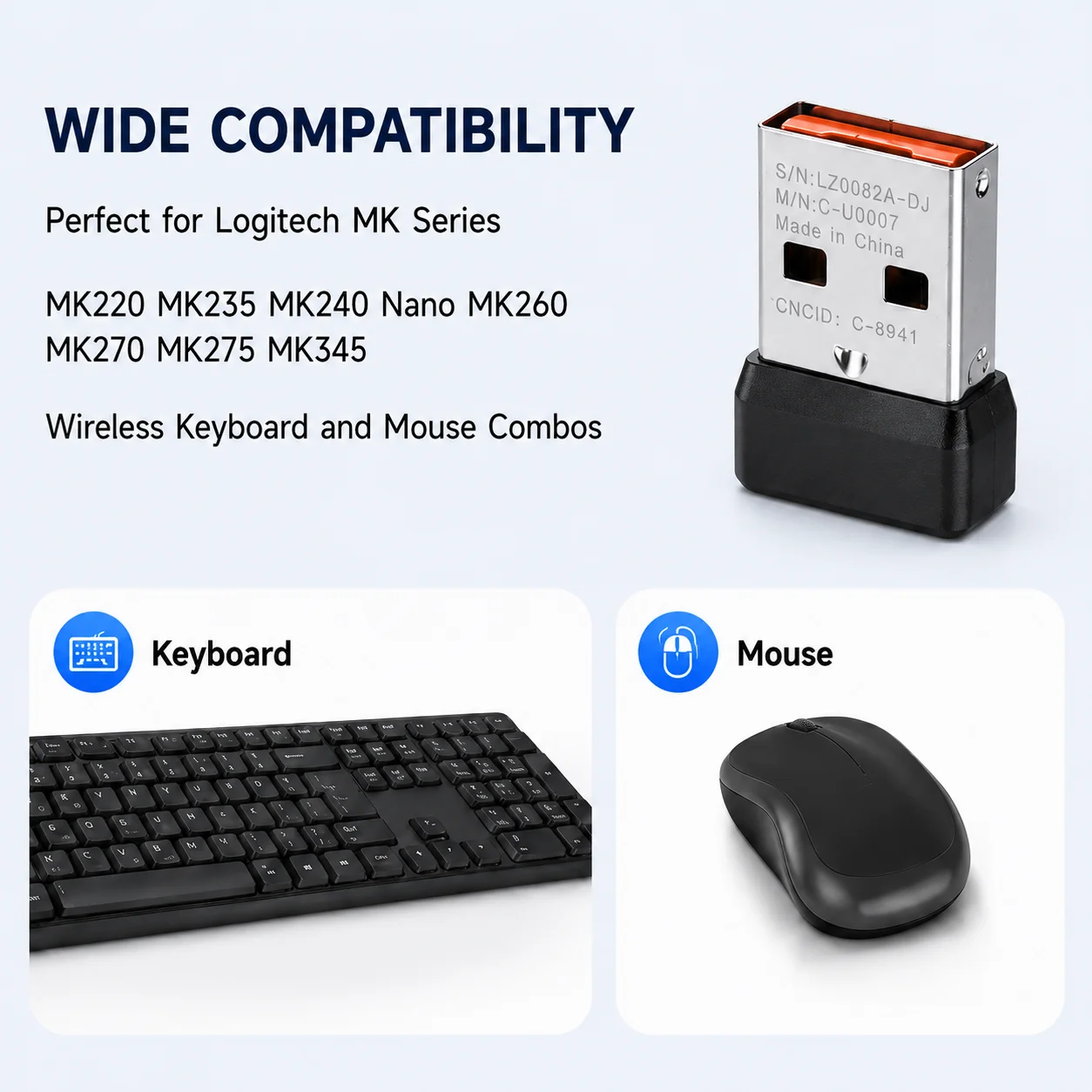 USB Receiver Replacement for Logitech MK220 MK235 MK240 Nano MK260 MK270 MK275 MK345 Wireless Mouse Keyboard Combo Accessories view 4