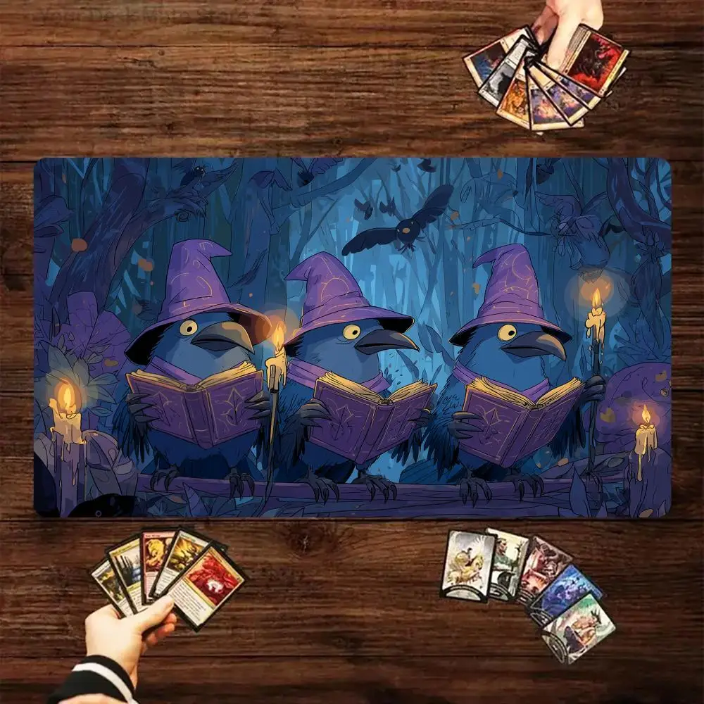 Mysterious Magic Crow Magic Card Playmat with zone MTG playmat gathering game mat Desk Mat Commander Battle playmat magic pad