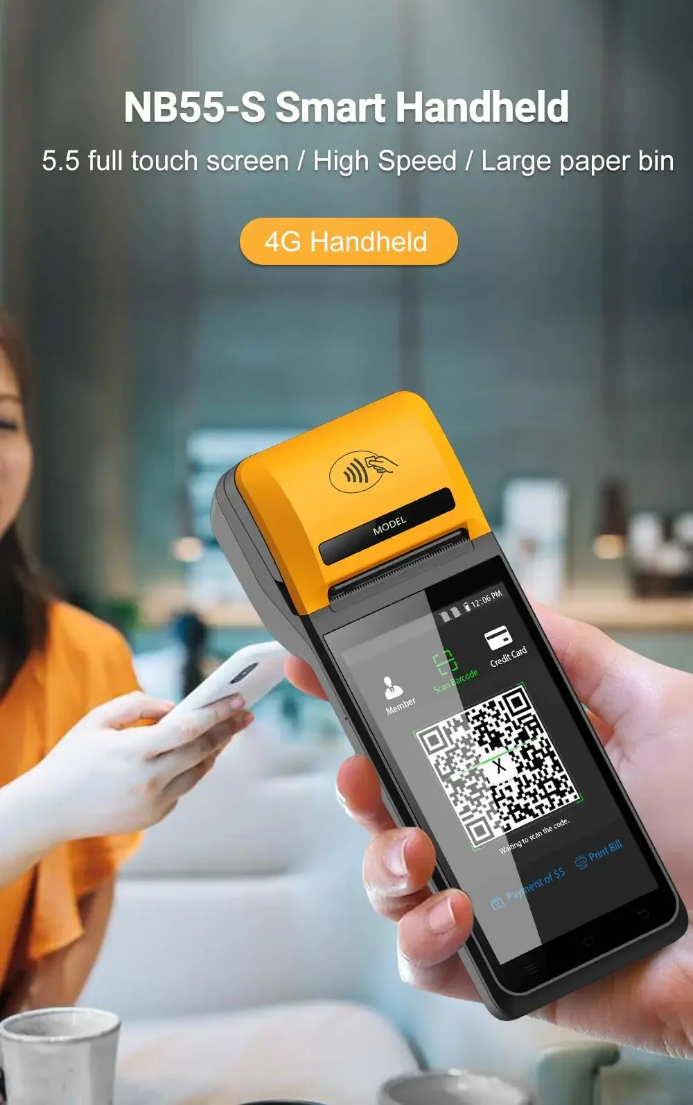 Máquina de pagamento móvel portátil android pos sistema 4g nfc handheld pos barato offline verifica mini pos terminal pagamento móvel