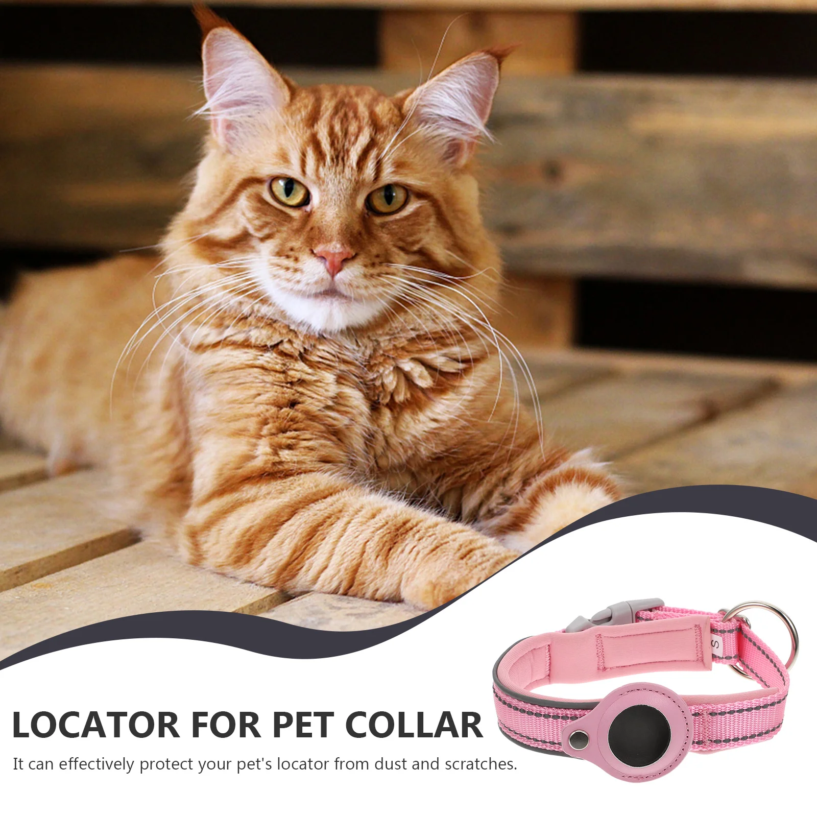 

Pet Collar Protective Case for Pink M Size Anti lost Tracker Reflective Design Durable Quality Nylon Dog Collar