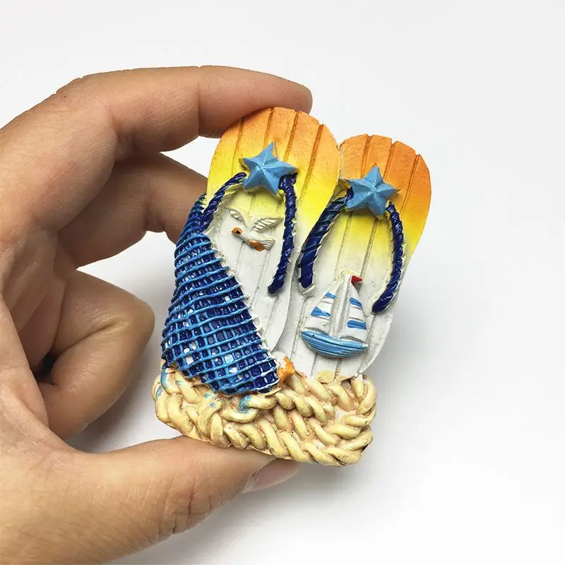 USA Hawaii 3D Resin Fridge Magnet Flip Flop Beach Style Sailboat Net Seagull Cute Magnets Home Decor Items