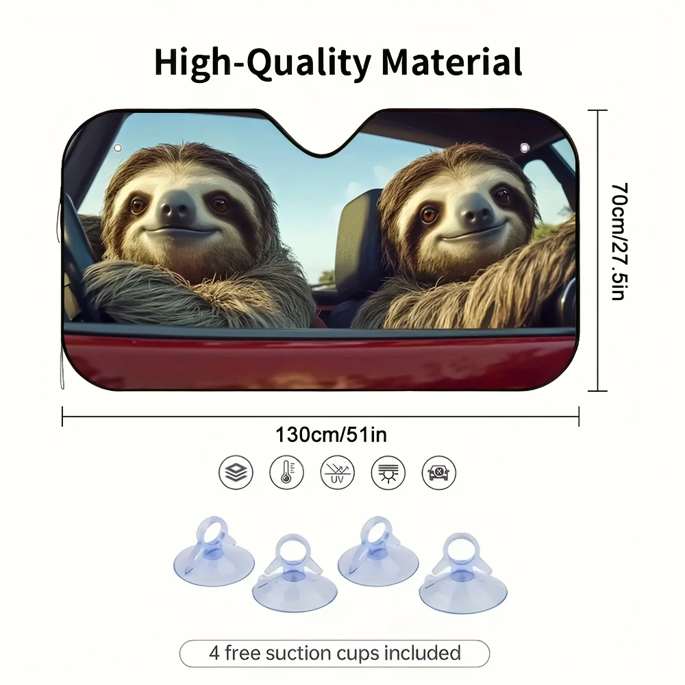 1pc Sloths Road Trip Adventure Car Sun Visor, Designed For Quick Outings And Daily Tasks, Keeps The Car Interior Comfortable., V