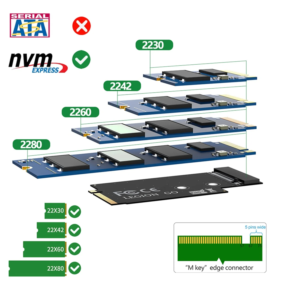 M.2(NGFF) NVME M-Key SSD Adapter for Lenovo Legion Go Handheld Conversion Adapter Card