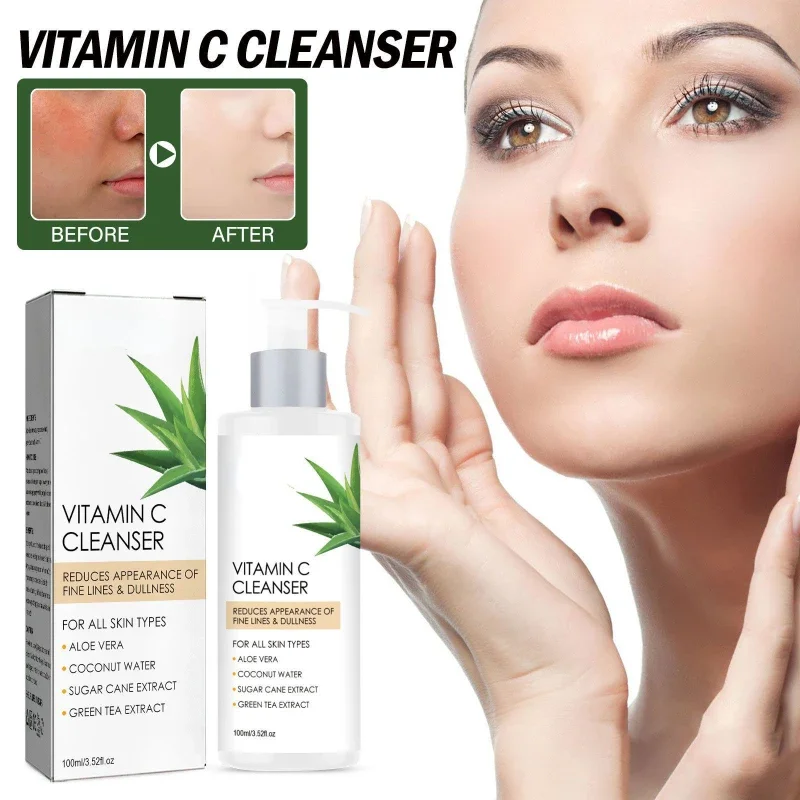 

Vitamin C Facial Cleanser 100ml Moisturizing Professional Anti-wrinkles Deep Clean Brightening Shrinking Pores Firming Skin Care