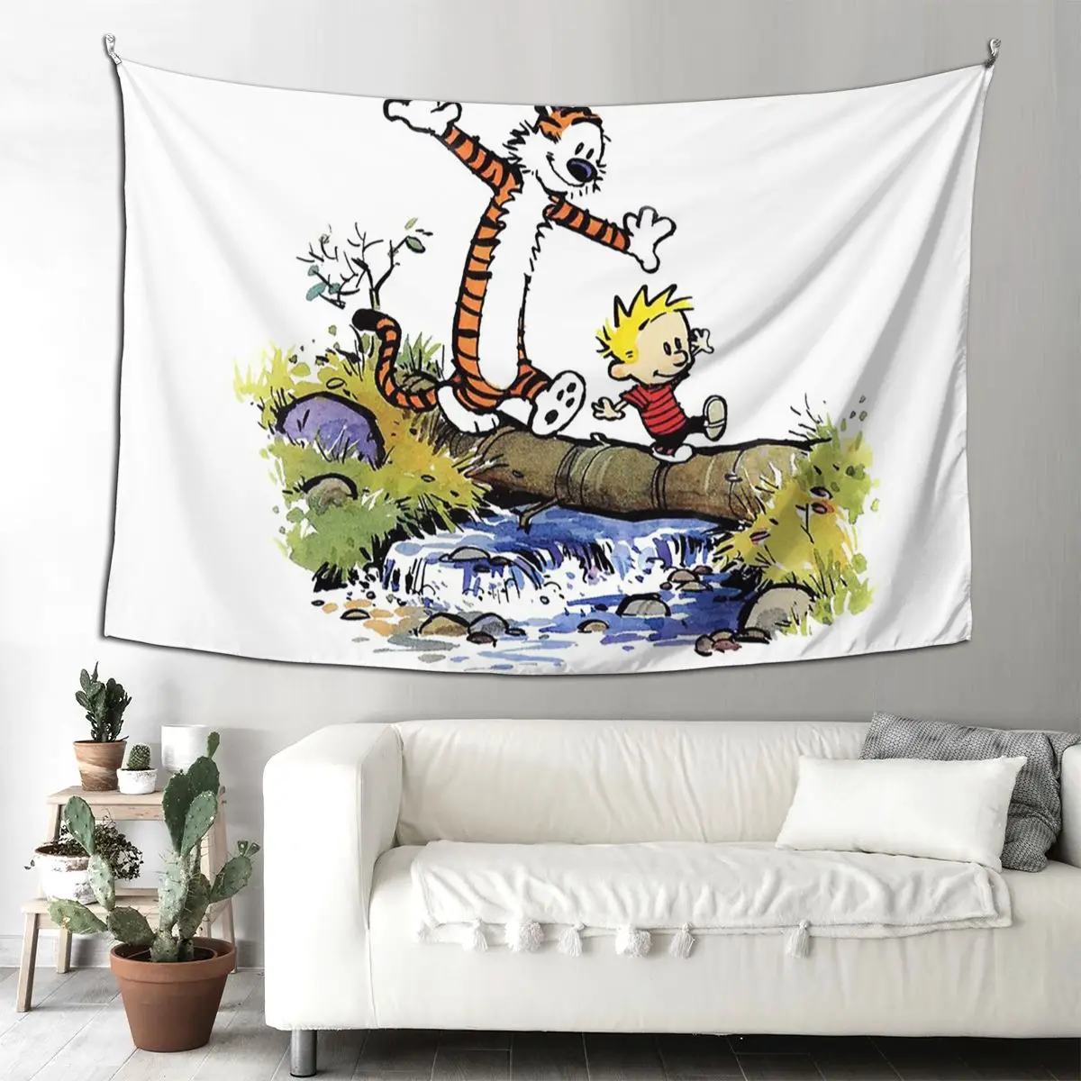 

Calv Playing Water Tapestry Funny Wall Hanging Aesthetic Home Decoration Tapestries for Living Room Bedroom Dorm Room