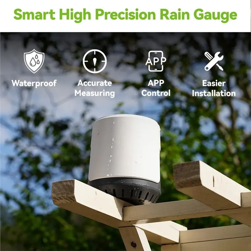 Smart Rain Sensor Wireless Digital Rain Gauge Outdoor App Control 100M Accurate Rainfall Tracking Monitor For Garden Yard