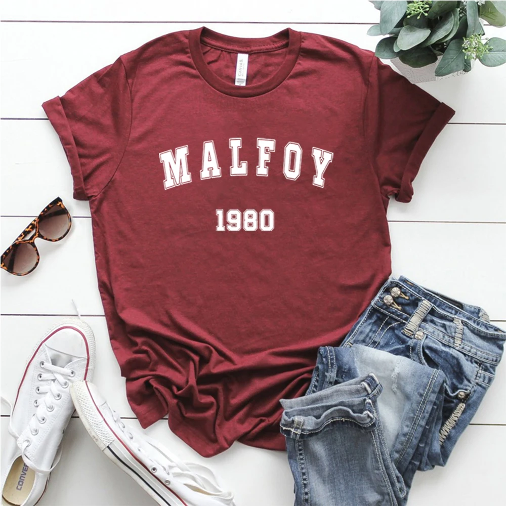 Malfoy1980 T-shirt Magic Movie Inspired Wizard World Shirt Vintage Magic Wizard School Tees Women Draco Malfoy Shirts