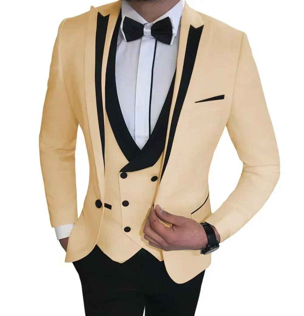 Dress Suit for Men,high-quality Wedding Art,formal Jacket with Peak Lapel for Celebrities,three-piece Groom Suit,2024 New